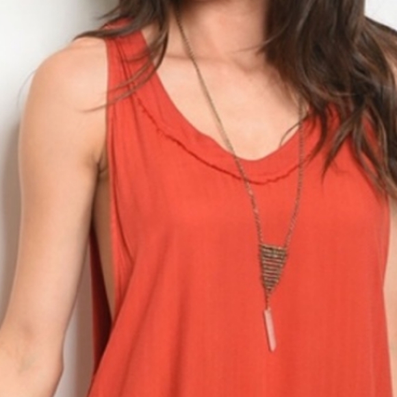 ✨HP 9/10✨BoHo Burnt Orange Flowy Midi-Dress - Picture 3 of 3